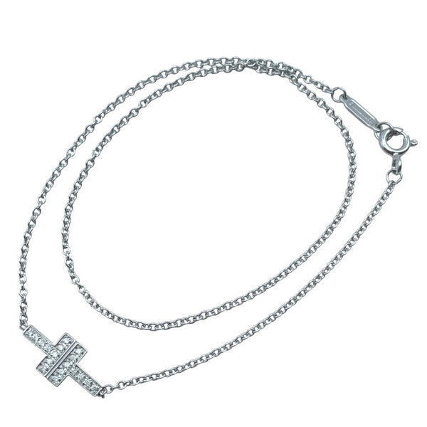 ティファニー TIFFANY＆CO T TWOダブルチェーンブレス ホワイトゴールド Au750 ジュエリー