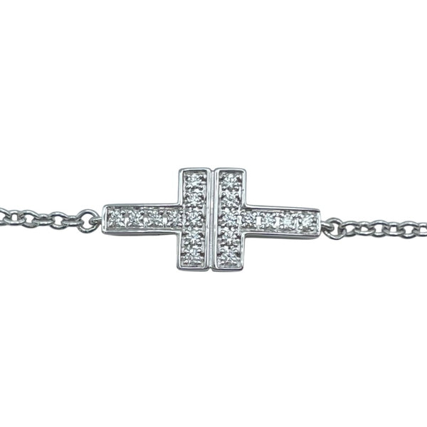 ティファニー TIFFANY＆CO T TWOダブルチェーンブレス ホワイトゴールド Au750 ジュエリー