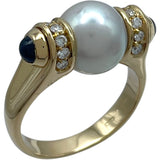 ブルガリ BVLGARI プレステージリング ゴールド 750/パール/サファイア/ダイヤモンド ジュエリー