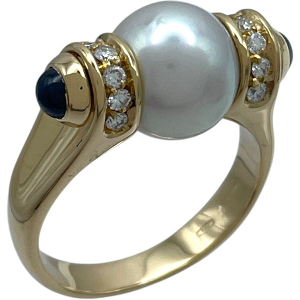 ブルガリ BVLGARI プレステージリング ゴールド 750/パール/サファイア/ダイヤモンド ジュエリー