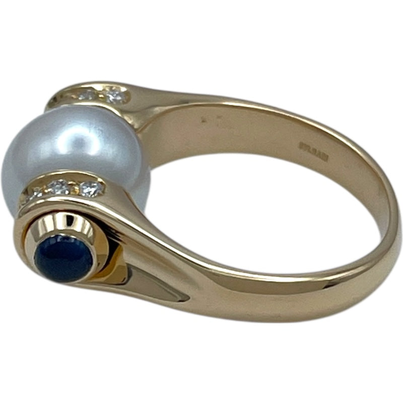 ブルガリ BVLGARI プレステージリング ゴールド 750/パール/サファイア/ダイヤモンド ジュエリー