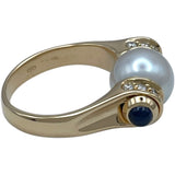 ブルガリ BVLGARI プレステージリング ゴールド 750/パール/サファイア/ダイヤモンド ジュエリー