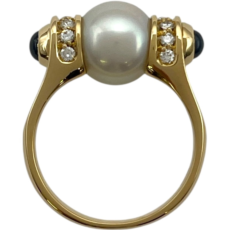 ブルガリ BVLGARI プレステージリング ゴールド 750/パール/サファイア/ダイヤモンド ジュエリー