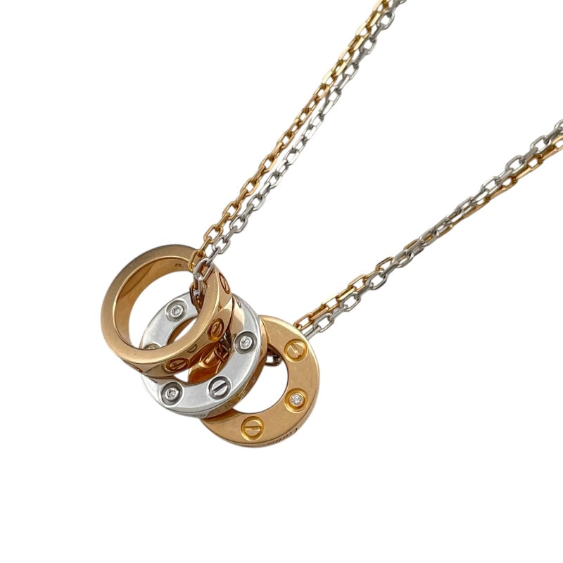 カルティエ Cartier スリーフープネックレス ピンクゴールドxホワイトゴールド 750 ジュエリー