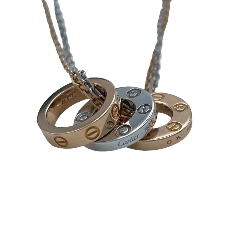 カルティエ Cartier スリーフープネックレス ピンクゴールドxホワイトゴールド 750 ジュエリー