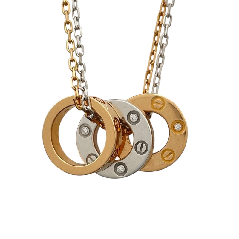 カルティエ Cartier スリーフープネックレス ピンクゴールドxホワイトゴールド 750 ジュエリー