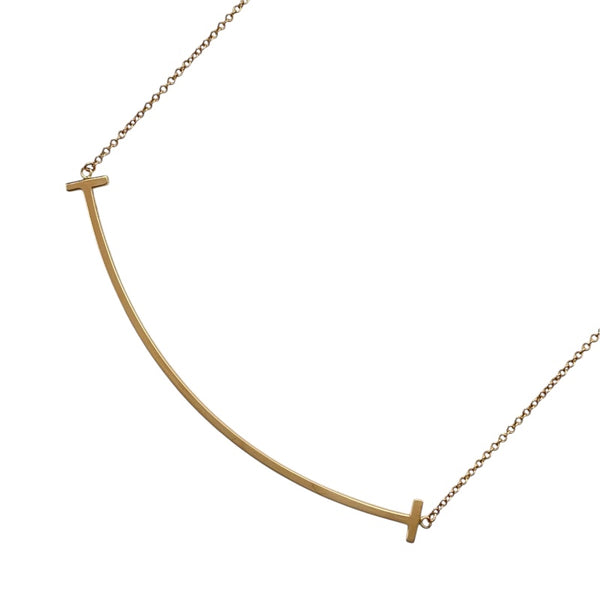 ティファニー TIFFANY＆CO Tスマイルネックレスラージ ピンクゴールド Au750 ジュエリー