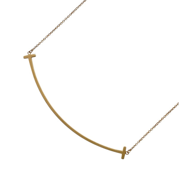 ティファニー TIFFANY＆CO Tスマイルネックレスラージ ピンクゴールド Au750 ジュエリー