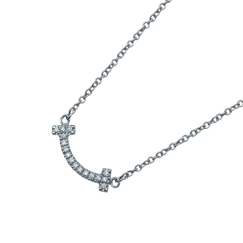 ティファニー TIFFANY＆CO Tスマイルダイヤネックレスミニ ホワイトゴールド Au750 ジュエリー
