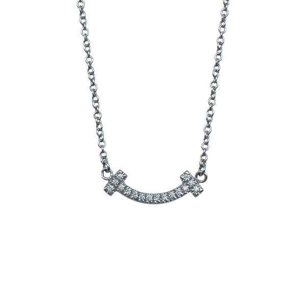 ティファニー TIFFANY＆CO Tスマイルダイヤネックレスミニ ホワイトゴールド Au750 ジュエリー
