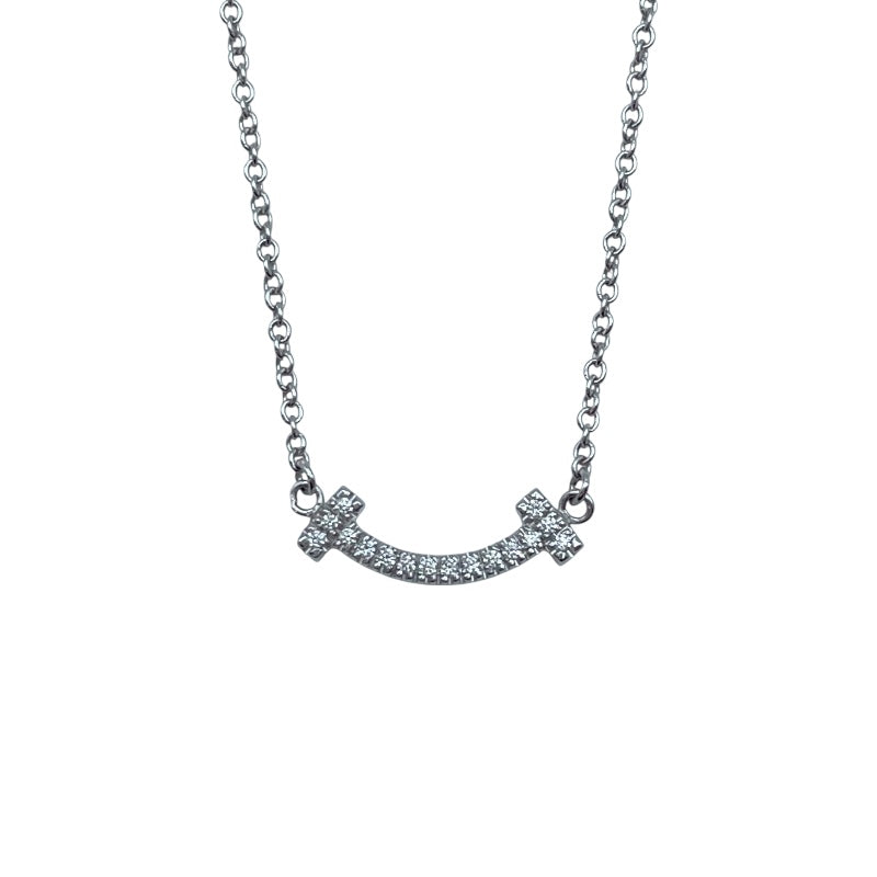 ティファニー TIFFANY＆CO Tスマイルダイヤネックレスミニ ホワイトゴールド Au750 ジュエリー