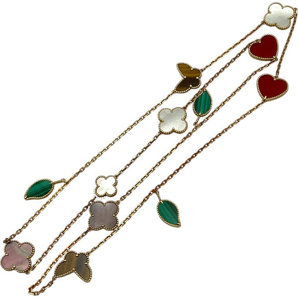 ヴァンクリーフ＆アーペル Van Cleef & Arpels ラッキーアルハンブラロングネックレスモチーフ ピンクゴールド Au750 ジュエリー