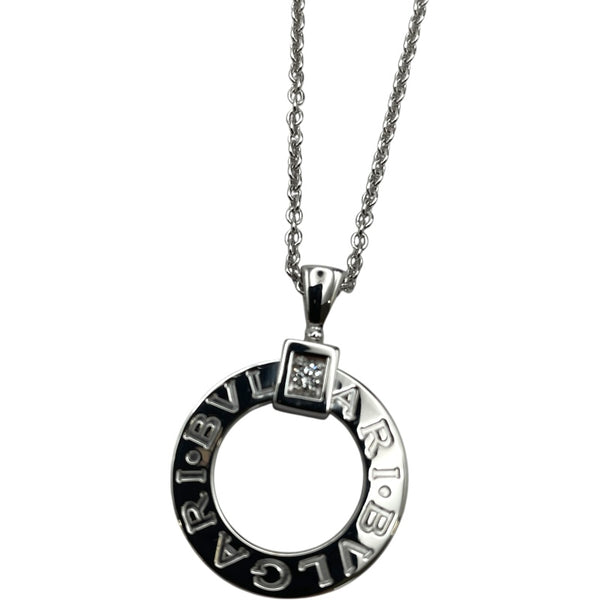 ブルガリ BVLGARI ブルガリブルガリ1Pダイヤサークルネックレス ホワイトゴールド Au750 ジュエリー