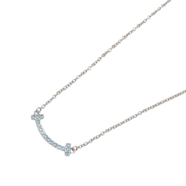 ティファニー TIFFANY＆CO Tスマイルネックレスミニ ホワイトゴールド 750WG ブルートパーズ ジュエリー