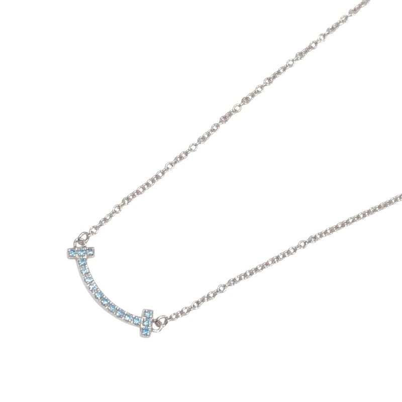 ティファニー TIFFANY＆CO Tスマイルネックレスミニ ホワイトゴールド 750WG ブルートパーズ ジュエリー