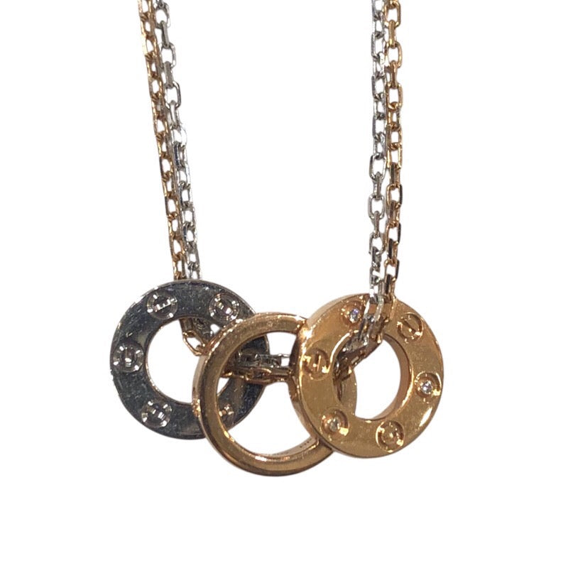 カルティエ Cartier ラブスリーフープﾀダイヤネックレス ホワイトゴールド/イエローゴールド 750 ジュエリー