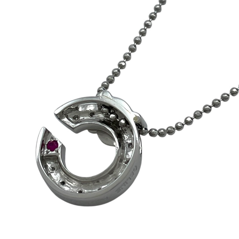 セリーヌ CELINE Cロゴネックレス プラチナ Pt900/850/ダイヤモンド/ルビー 　 ジュエリー