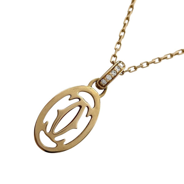 『正規カルティエ』　ロゴプレートチャーム／ネックレス カルティエ Cartier ロゴドゥーブル ダイヤネックレス K18PG