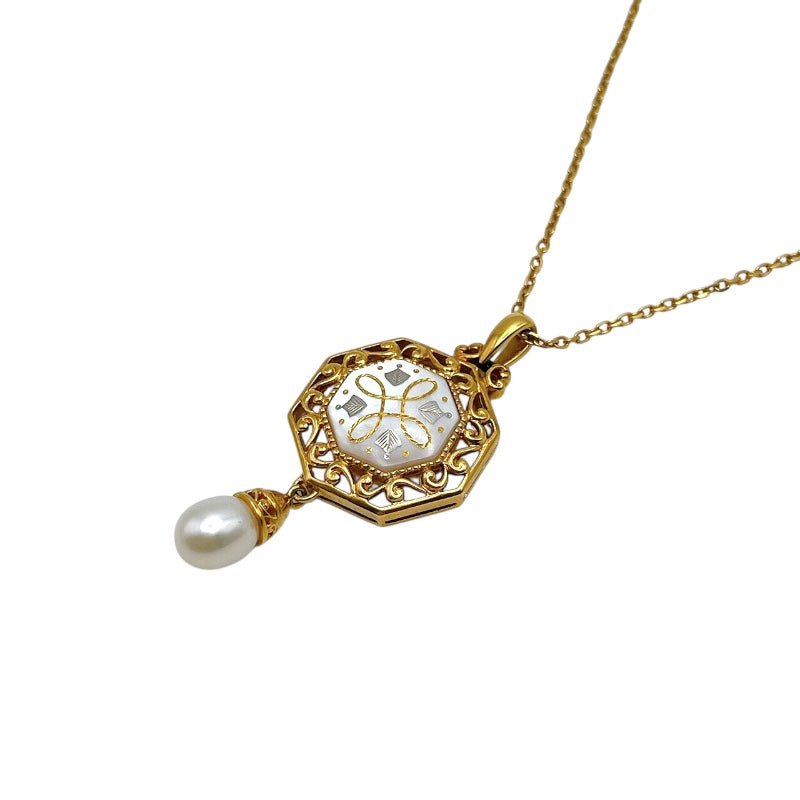 ミキモト MIKIMOTO ピクウェネックレス イエローゴールド K18YG/MOP シェル ジュエリー