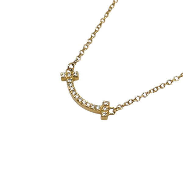 ティファニー TIFFANY＆CO Tスマイルネックレスミニ 750YG/ダイヤモンド ジュエリー