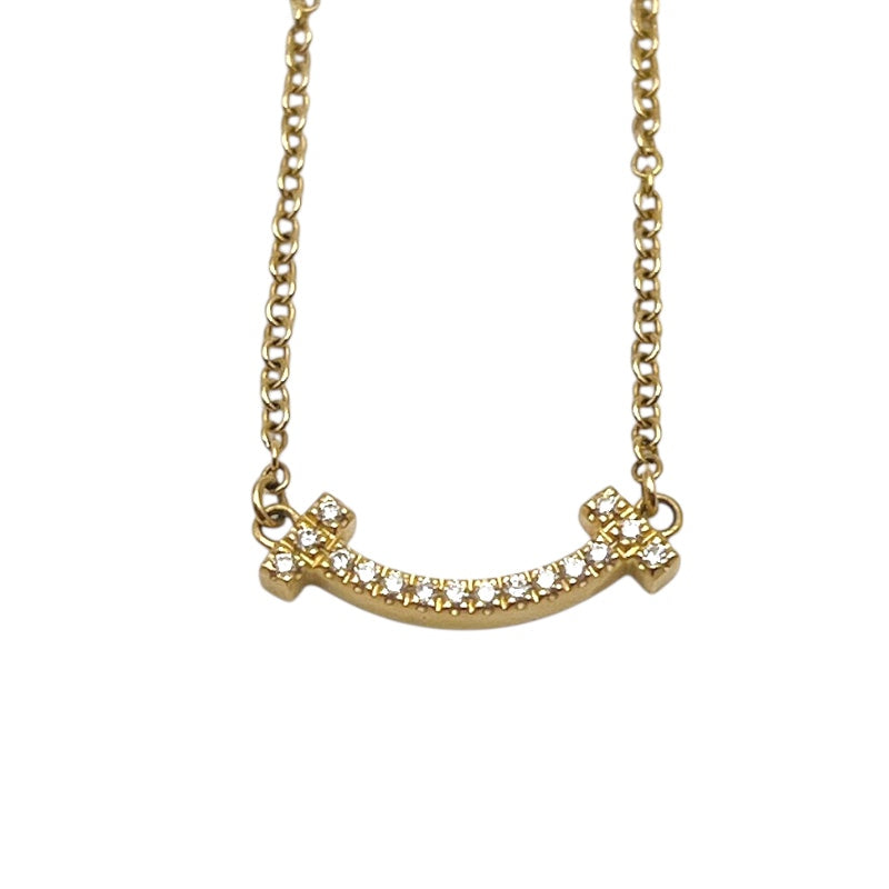 ティファニー TIFFANY＆CO Tスマイルネックレスミニ 750YG/ダイヤモンド ジュエリー