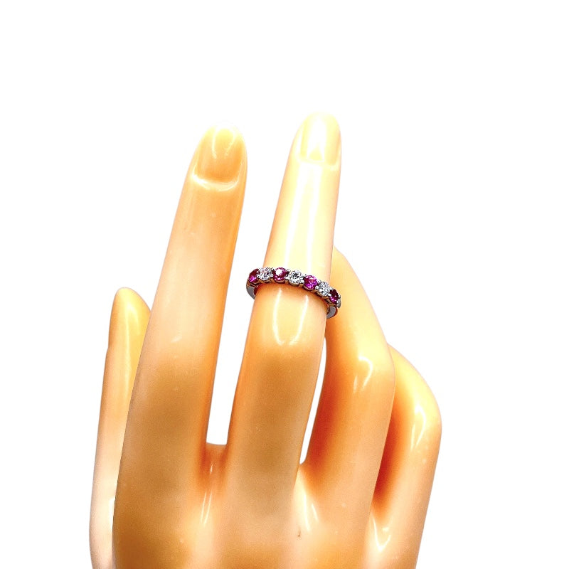 ティファニー TIFFANY＆CO エンブレイスリング Pt950/ピンクサファイヤ/ダイヤモンド ジュエリー