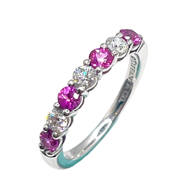 ティファニー TIFFANY＆CO エンブレイスリング Pt950/ピンクサファイヤ/ダイヤモンド ジュエリー