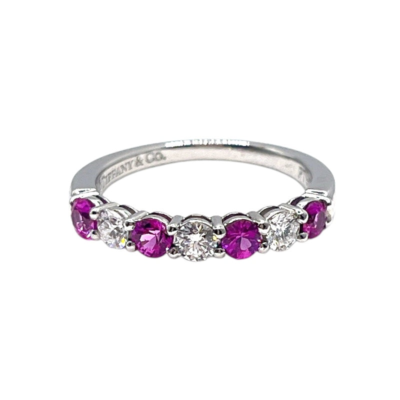 ティファニー TIFFANY＆CO エンブレイスリング Pt950/ピンクサファイヤ/ダイヤモンド ジュエリー