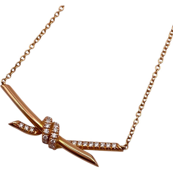 ティファニー TIFFANY＆CO ダイヤノットネックレス ピンクゴールド Au750 ジュエリー