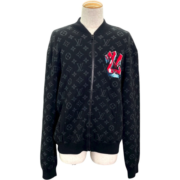 ルイ・ヴィトン LOUIS VUITTON モノグラム総柄ニットブルゾン HNN22W ブラック コットン メンズ ブルゾン