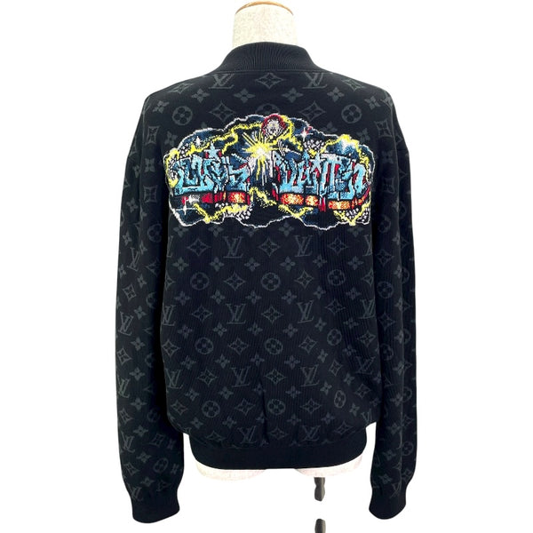 ルイ・ヴィトン LOUIS VUITTON モノグラム総柄ニットブルゾン HNN22W ブラック コットン メンズ ブルゾン