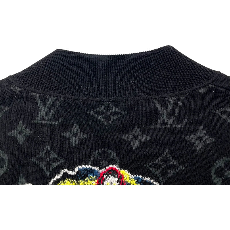 ルイ・ヴィトン LOUIS VUITTON モノグラム総柄ニットブルゾン HNN22W ブラック コットン メンズ ブルゾン