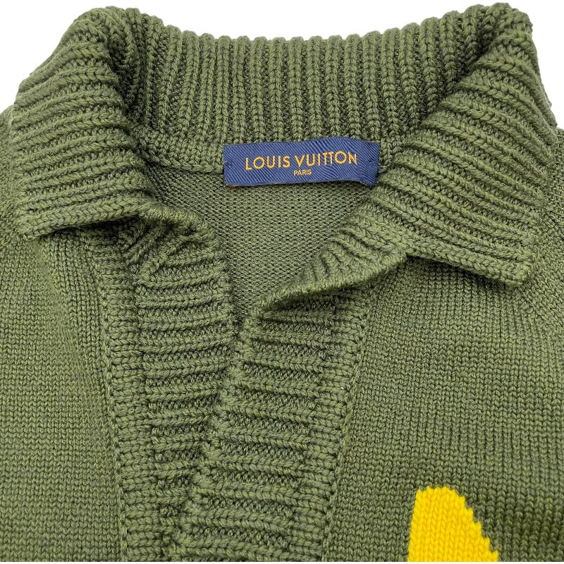 ルイ・ヴィトン LOUIS VUITTON ×NIGO ソフィスティケイテッドニットカーディガン HMN03W カーキ 羊毛 メンズ カーディガン
