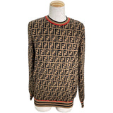 フェンディ FENDI FF総柄ニットセーター FZZ481 ブラウン ウール メンズ セーター