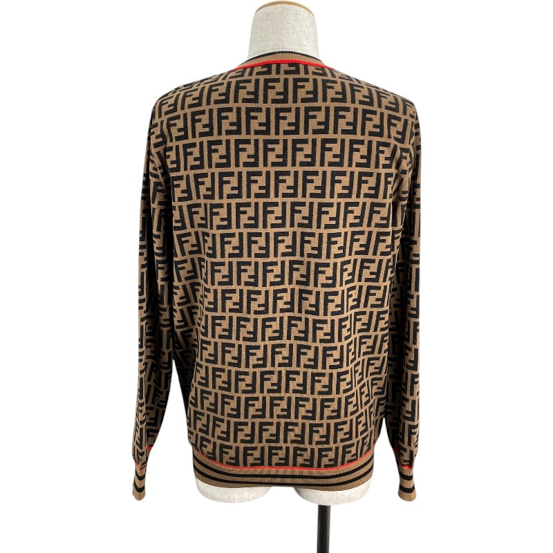 フェンディ FENDI FF総柄ニットセーター FZZ481 ブラウン ウール メンズ セーター