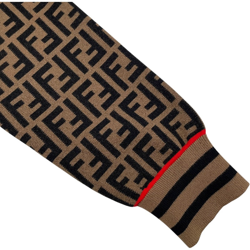 フェンディ FENDI FF総柄ニットセーター FZZ481 ブラウン ウール メンズ セーター