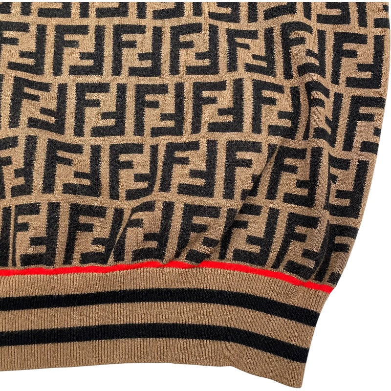 フェンディ FENDI FF総柄ニットセーター FZZ481 ブラウン ウール メンズ セーター