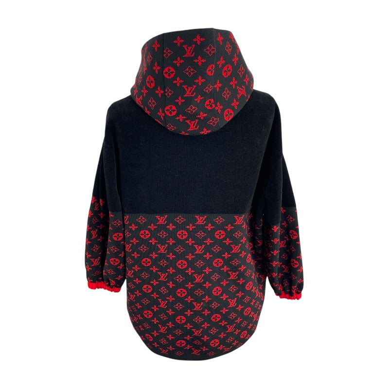 ルイ・ヴィトン LOUIS VUITTON モノグラム総柄ニットジップアップパーカー FJKC14 ブラック ウール メンズ パーカー