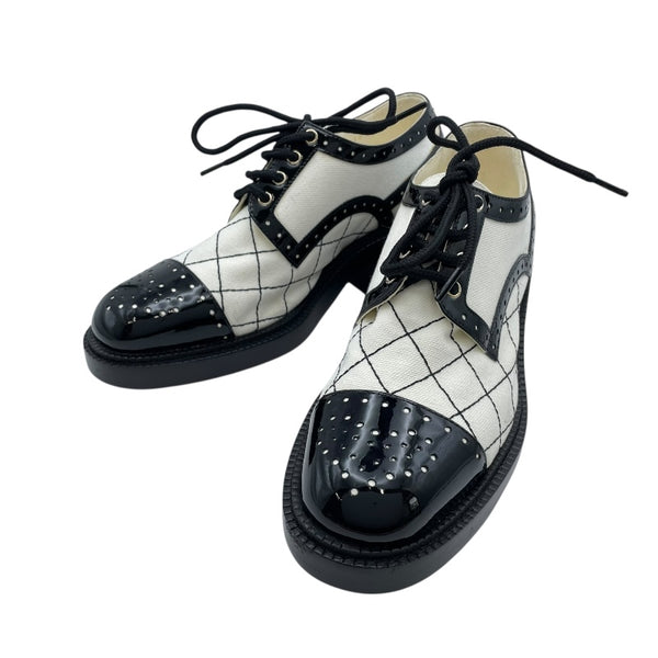 シャネル CHANEL ココマークレースアップシューズ G3921036 ブラックx