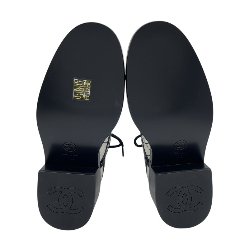 シャネル CHANEL ココマークレースアップシューズ G3921036 ブラックxホワイト レディース ローファー