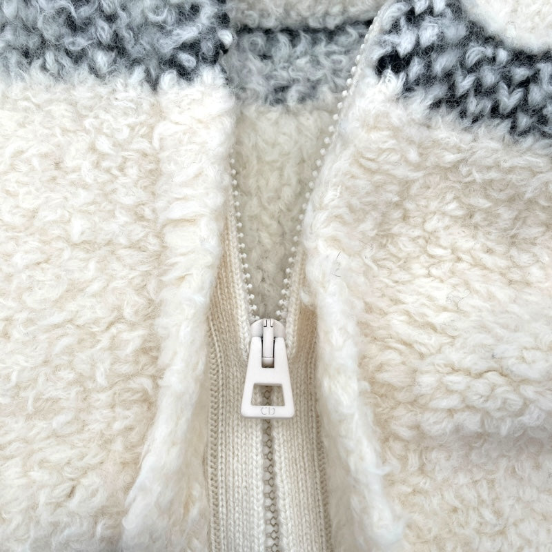 クリスチャン・ディオール Christian Dior ニットボアジャケット 214G13AM114 アイボリー ウール レディース その他アウター