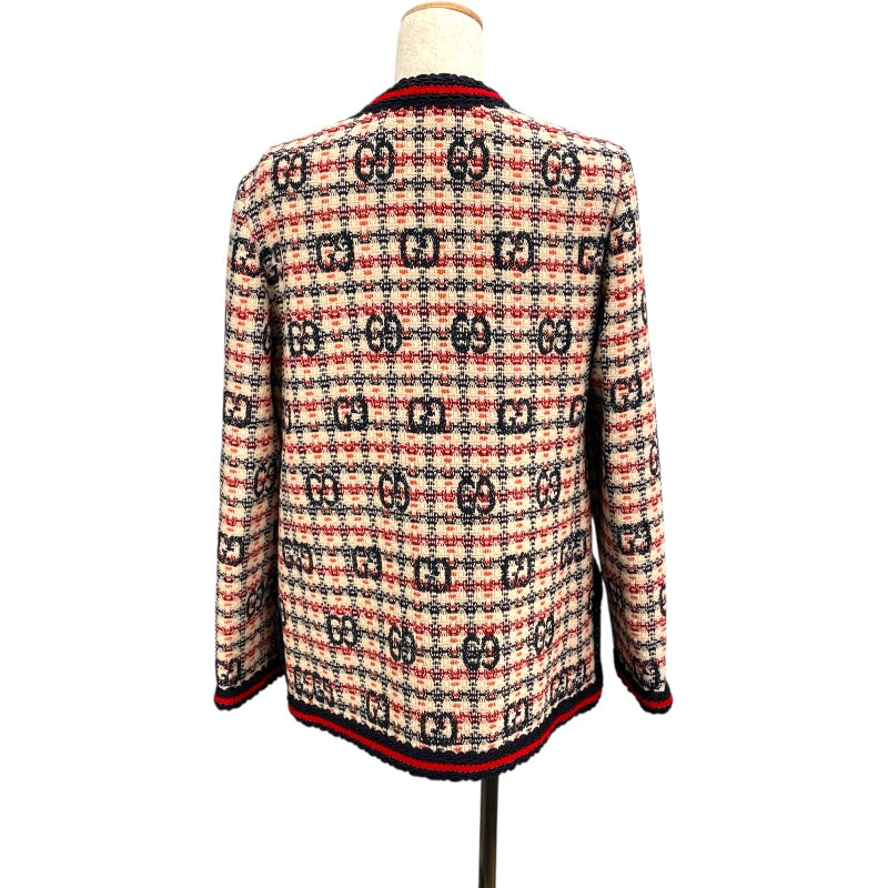 グッチ GUCCI GG総柄ノーカラーツイードジャケット 610060 マルチ