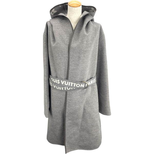 ルイ・ヴィトン LOUIS VUITTON ジャイアントモノグラムフーテッドコート FLC016 グレー ウール レディース その他アウター