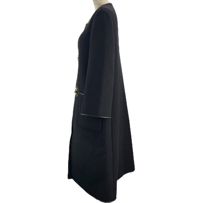 グッチ GUCCI ホースビット金具ノーカラーコート 594821 ブラック ウール レディース ノーカラージャケット