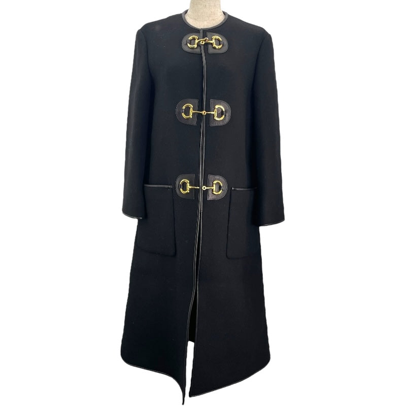 グッチ GUCCI ホースビット金具ノーカラーコート 594821 ブラック ウール レディース ノーカラージャケット