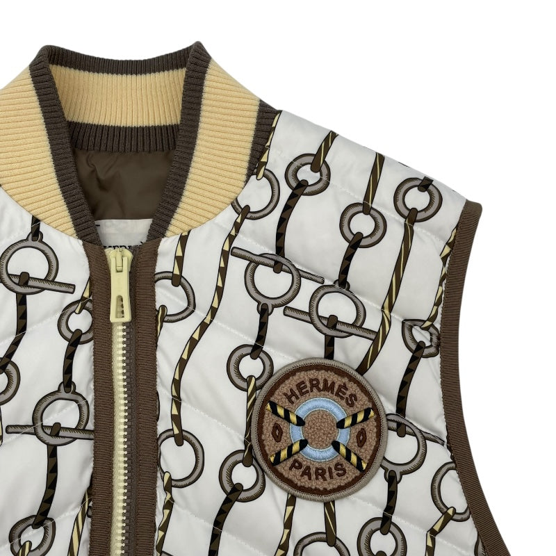 エルメス HERMES ロングダウンベスト 3H0163D2 ホワイト ポリエステル
