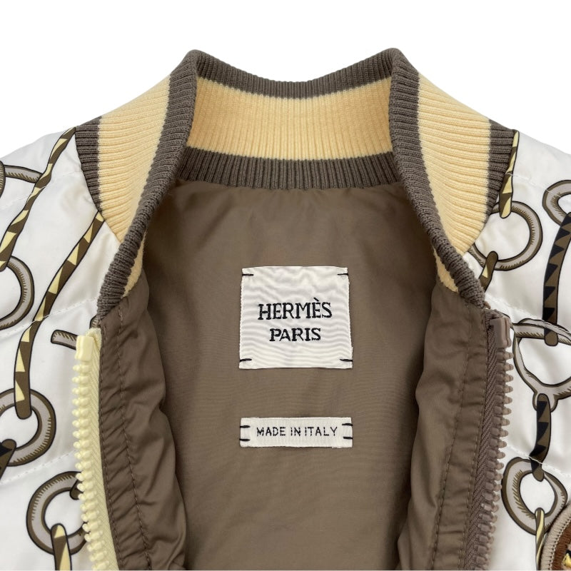 エルメス HERMES ロングダウンベスト 3H0163D2 ホワイト ポリエステル レディース ダウンベスト