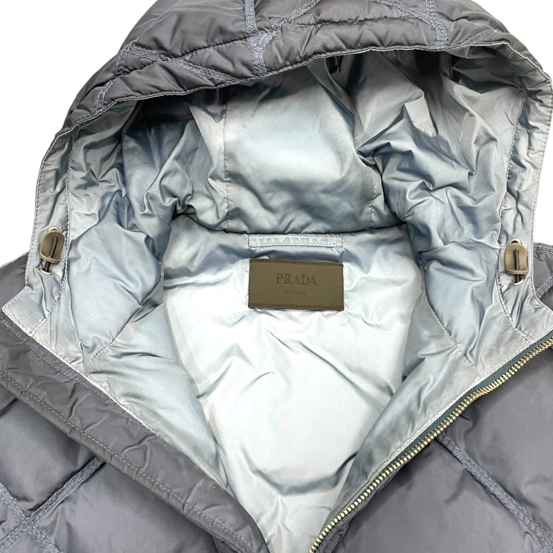 プラダ PRADA トライアングルロゴ ダウンジャケット SGN460 ブルー ナイロン レディース ダウンジャケット