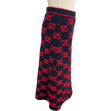 グッチ GUCCI GG総柄ニットスカート 713301 ネイビー ウール レディース スカート