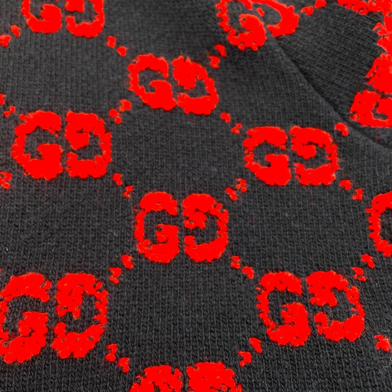 グッチ GUCCI GG総柄ノーカラーニットカーディガン 713300 ネイビー/レッド ウール レディース カーディガン